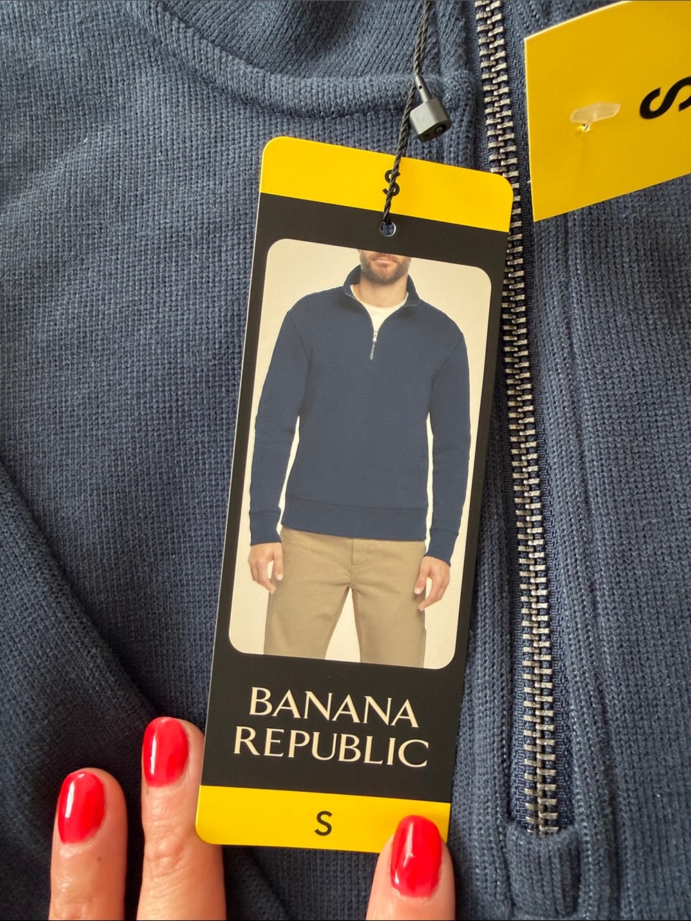 Banana Republic Men’s Navy Zip Mock-Collar Sweater